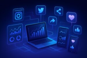 What is Digital Marketing? Modern graphic featuring SEO, social media marketing, analytics, and digital business growth.